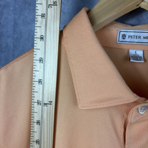 Anaheim Ducks Peter Millar Polo Shirt Men's L Orange Cream Performance NHL - Picture 8 of 8